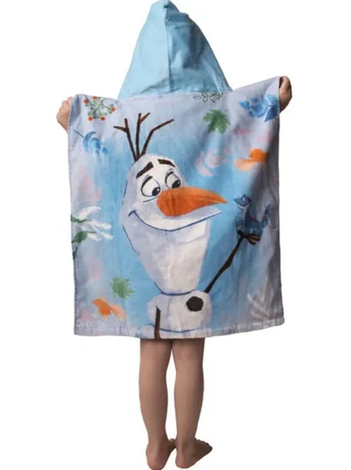 Badponcho met Capuchon Frozen Elsa, Anna en Olaf 50x115 cm - Handdoek katoen - Kiabi
