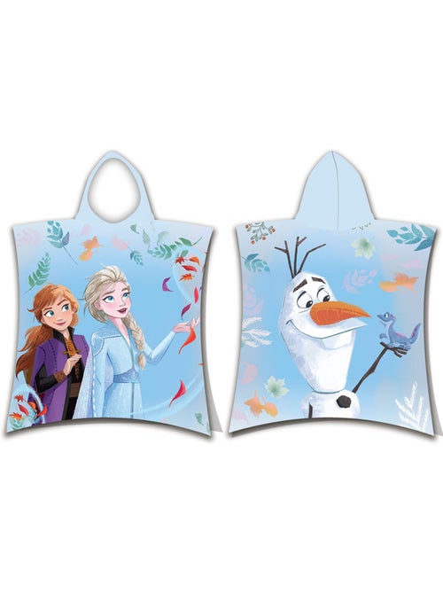 Badponcho met Capuchon Frozen Elsa, Anna en Olaf 50x115 cm - Handdoek katoen - Kiabi