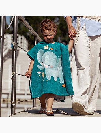 Badponcho voor kinderen met kap van katoen