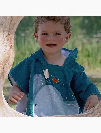 Badponcho voor kinderen met kap van katoen
