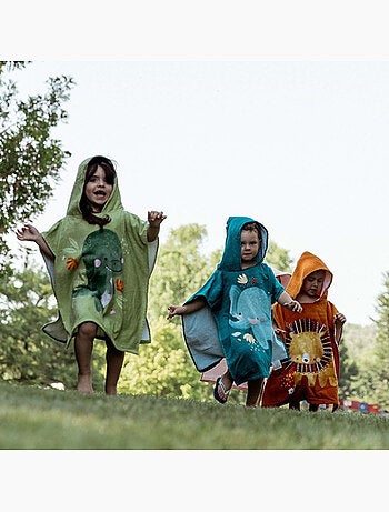 Badponcho voor kinderen met kap van katoen