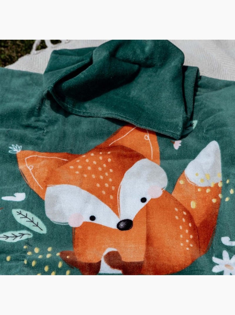 Badponcho voor kinderen met kap van katoen | sassi junior Bosgroen - Kiabi