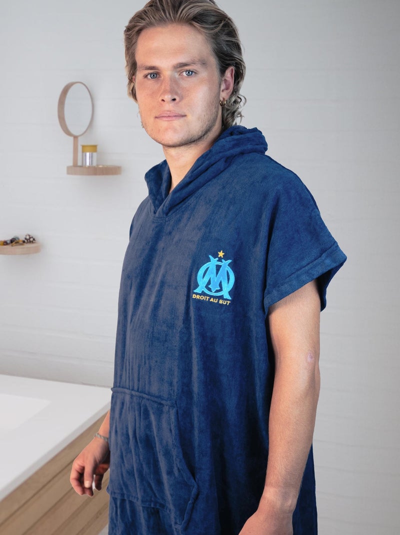 Badponcho voor kinderen van 100% katoen, om logo Marineblauw - Kiabi