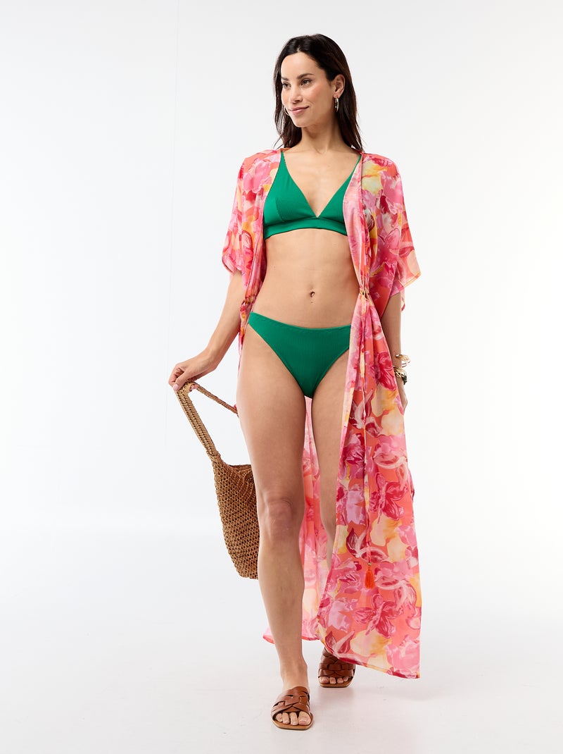 Badslip van jerseytricot met textuur Groen - Kiabi