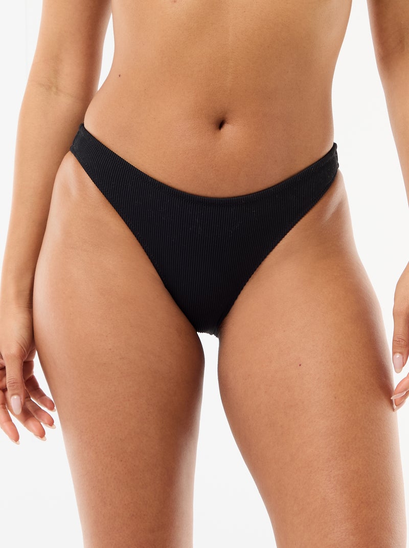 Badslip van jerseytricot met textuur Zwart - Kiabi