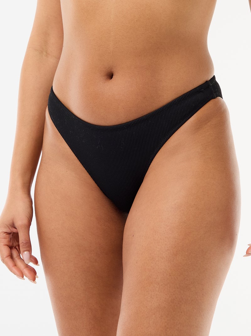 Badslip van jerseytricot met textuur Zwart - Kiabi