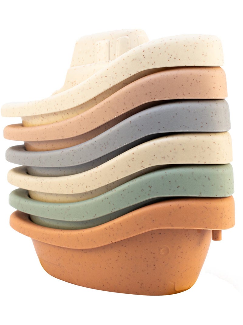 Badspeelgoed - set van 6 stapelbare bootjes van tarwestro Multicolor - Kiabi