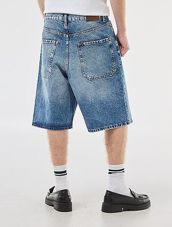Baggy denim bermuda van katoen