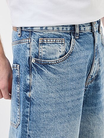 Baggy denim bermuda van katoen