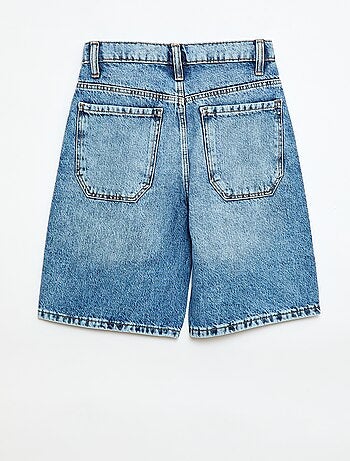 Baggy denim bermuda van katoen
