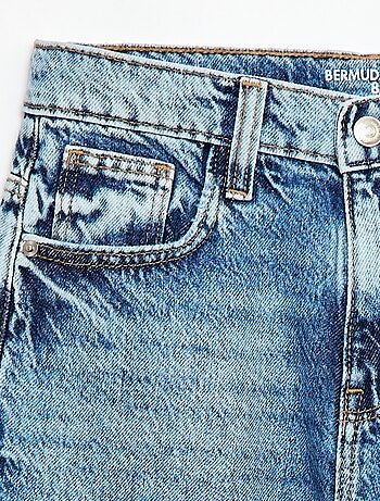 Baggy denim bermuda van katoen