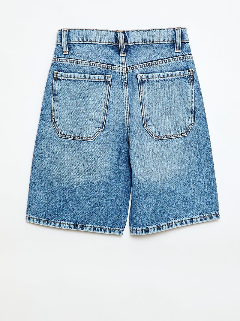 Baggy denim bermuda van katoen Blauw - Kiabi
