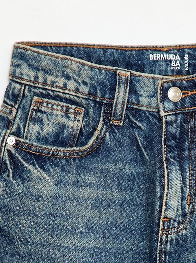 Baggy denim bermuda van katoen Blauw - Kiabi
