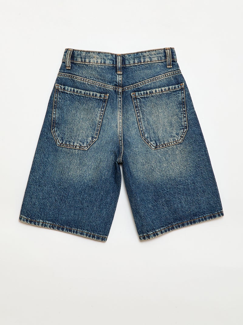 Baggy denim bermuda van katoen Blauw - Kiabi