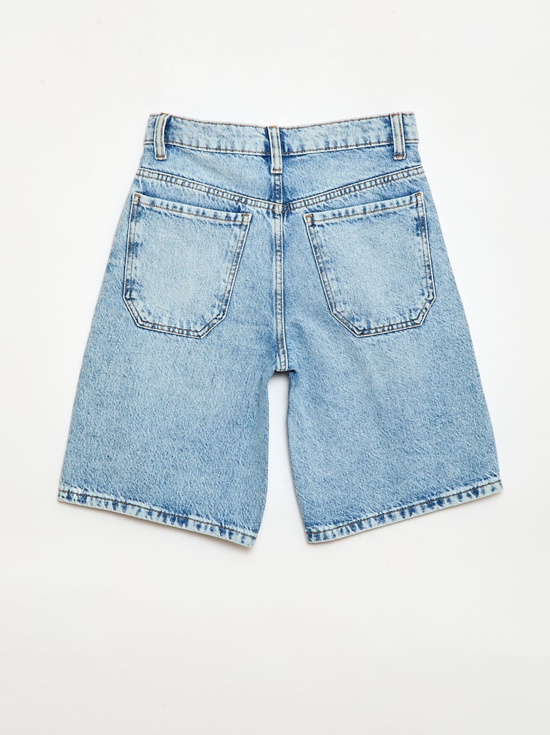 Baggy denim bermuda van katoen Blauw - Kiabi