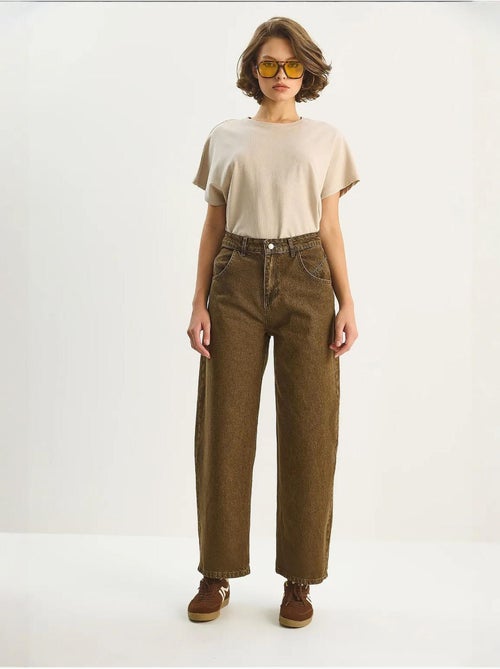Baggy denim broek met hoge taille lucci - Kiabi Baggy denim broek met hoge taille lucci - Kiabi