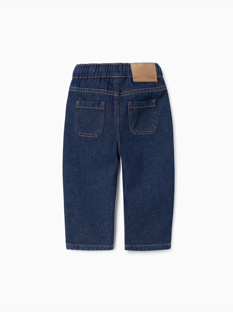 Baggy denim broek met trekkoord Donkerblauw - Kiabi