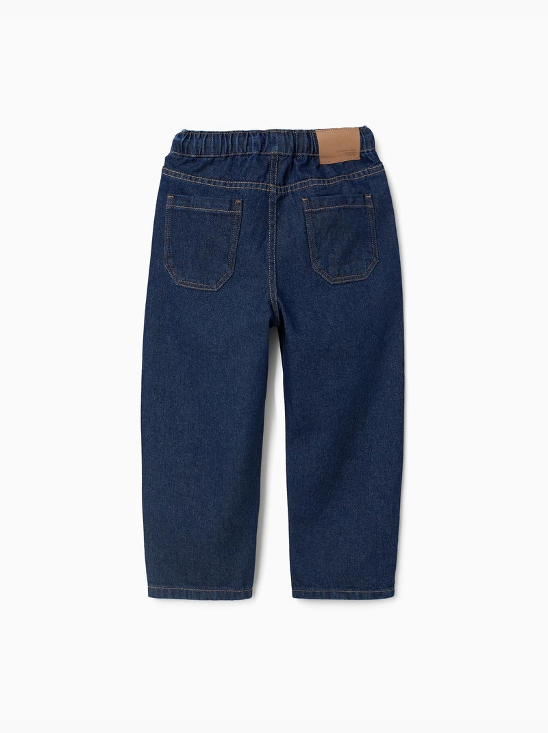 Baggy denim broek met trekkoord Donkerblauw - Kiabi
