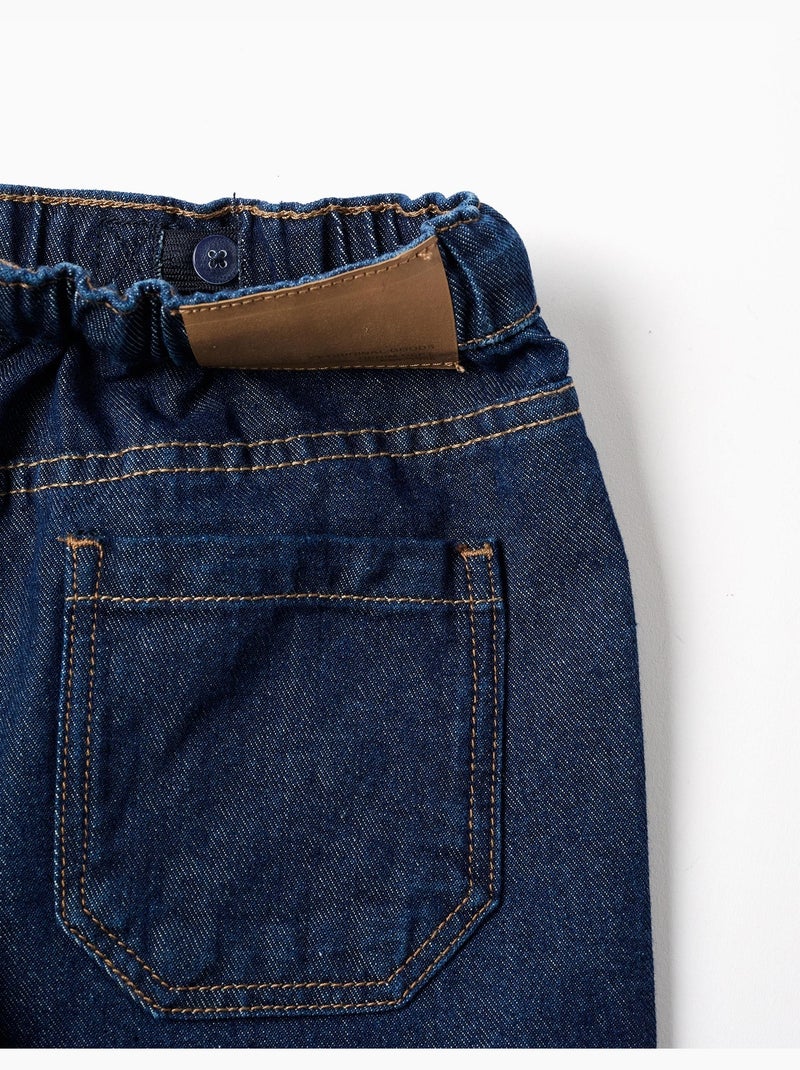 Baggy denim broek met trekkoord Donkerblauw - Kiabi