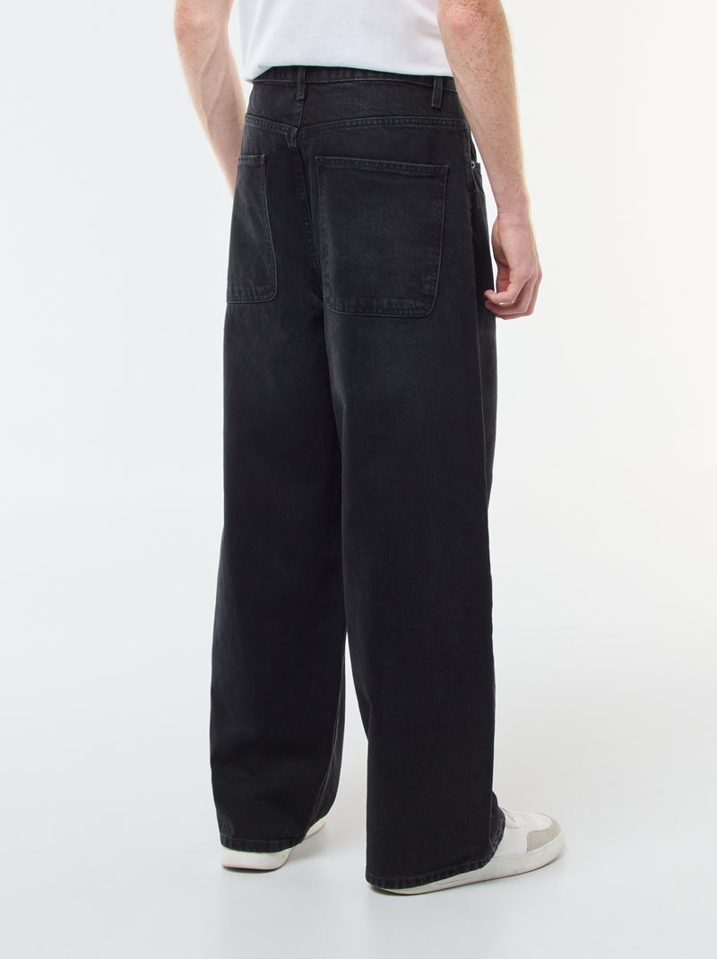 Baggy denim fit en coton Noir - Kiabi