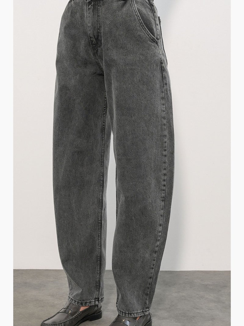 Baggy denim jeans met hoge taille bdart Donkergrijs - Kiabi