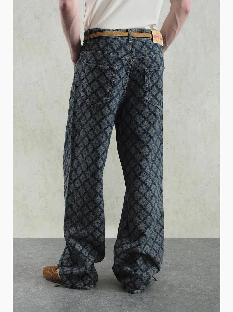 Baggy fit jeans van denim met print giesto Marineblauw - Kiabi
