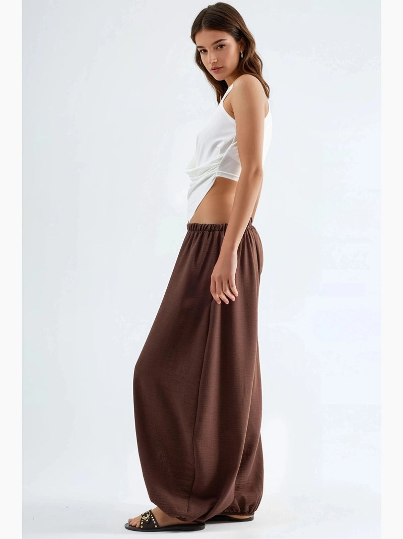 Baggy fit pull-on broek busem Bruin - Kiabi