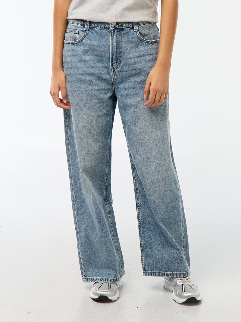Baggy jeans met 5 zakken en lage taille Blauw - Kiabi