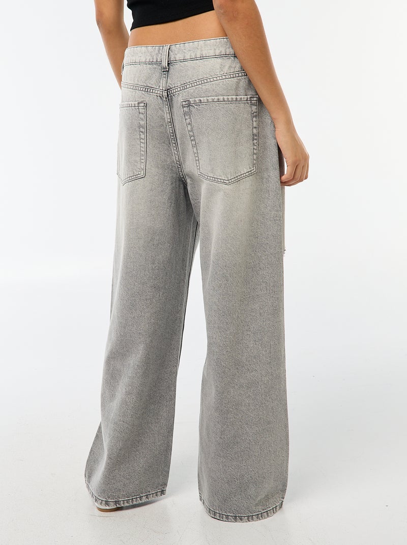 Baggy jeans met 5 zakken en lage taille Grijs - Kiabi