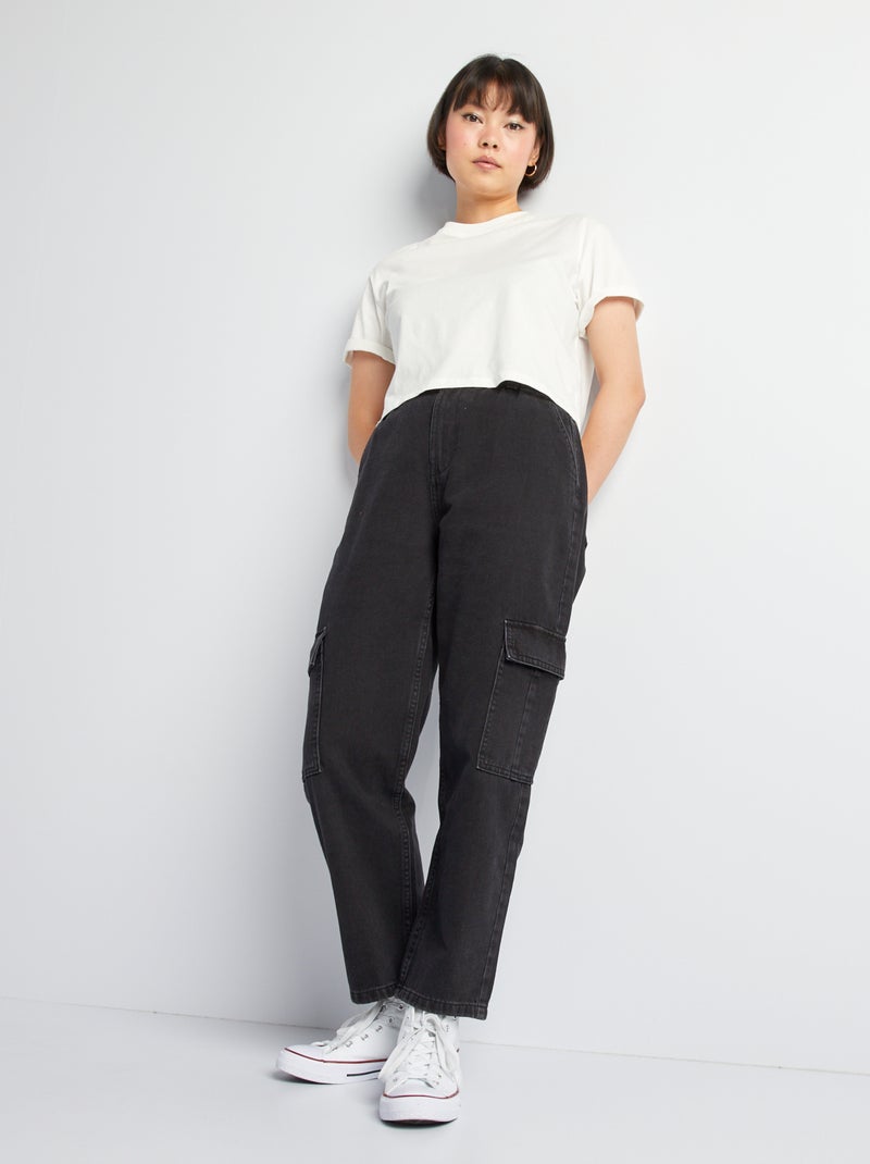 Baggy jeans met elastische tailleband GRIJS - Kiabi