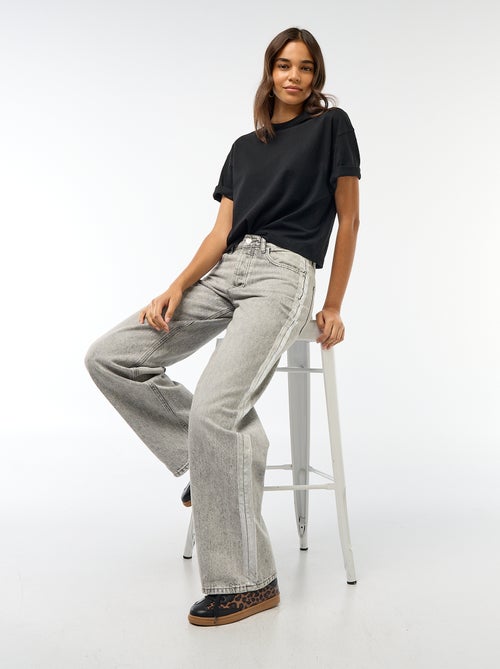 Baggy jeans met zilverkleurige strepen - Kiabi