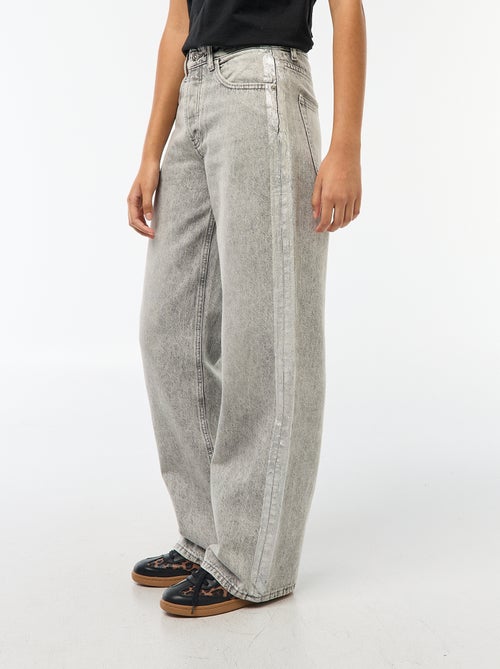 Baggy jeans met zilverkleurige strepen - Kiabi