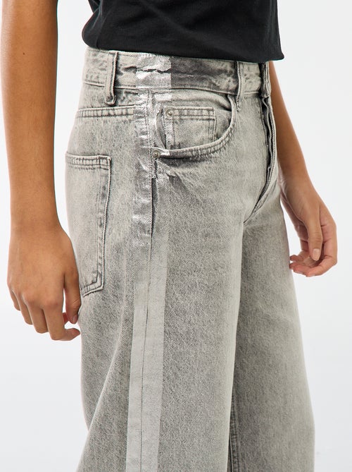 Baggy jeans met zilverkleurige strepen - Kiabi