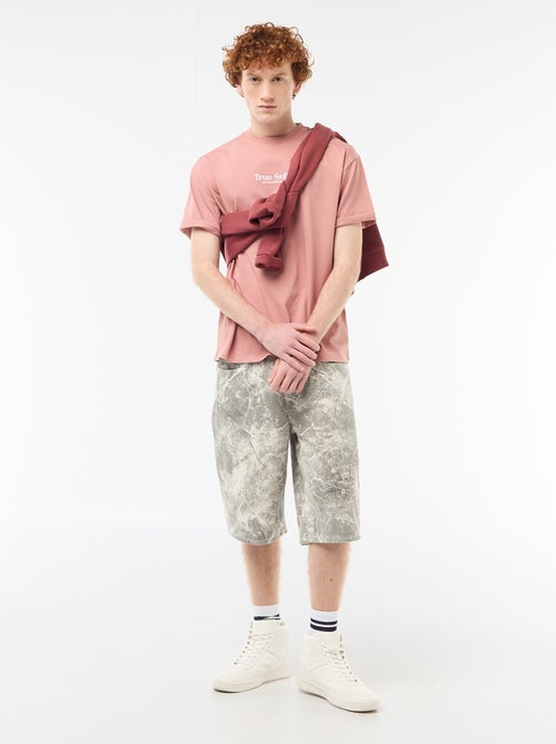 Baggy short met origineel effect van katoen - Kiabi