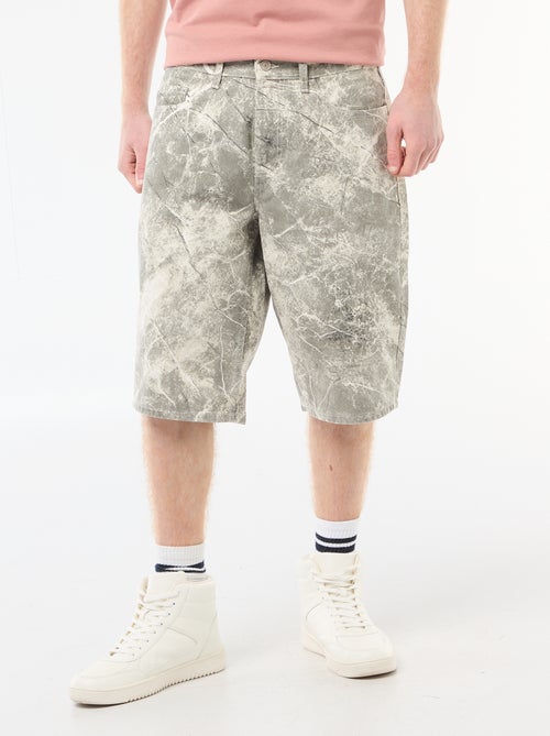 Baggy short met origineel effect van katoen - Kiabi