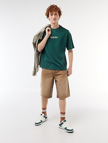 Baggy short met origineel effect van katoen