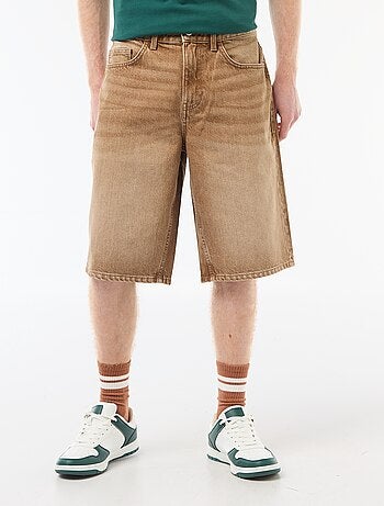 Baggy short met origineel effect van katoen