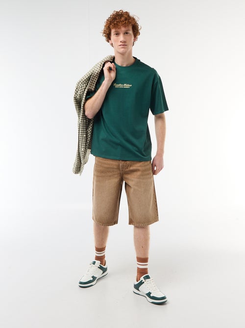 Baggy short met origineel effect van katoen - Kiabi