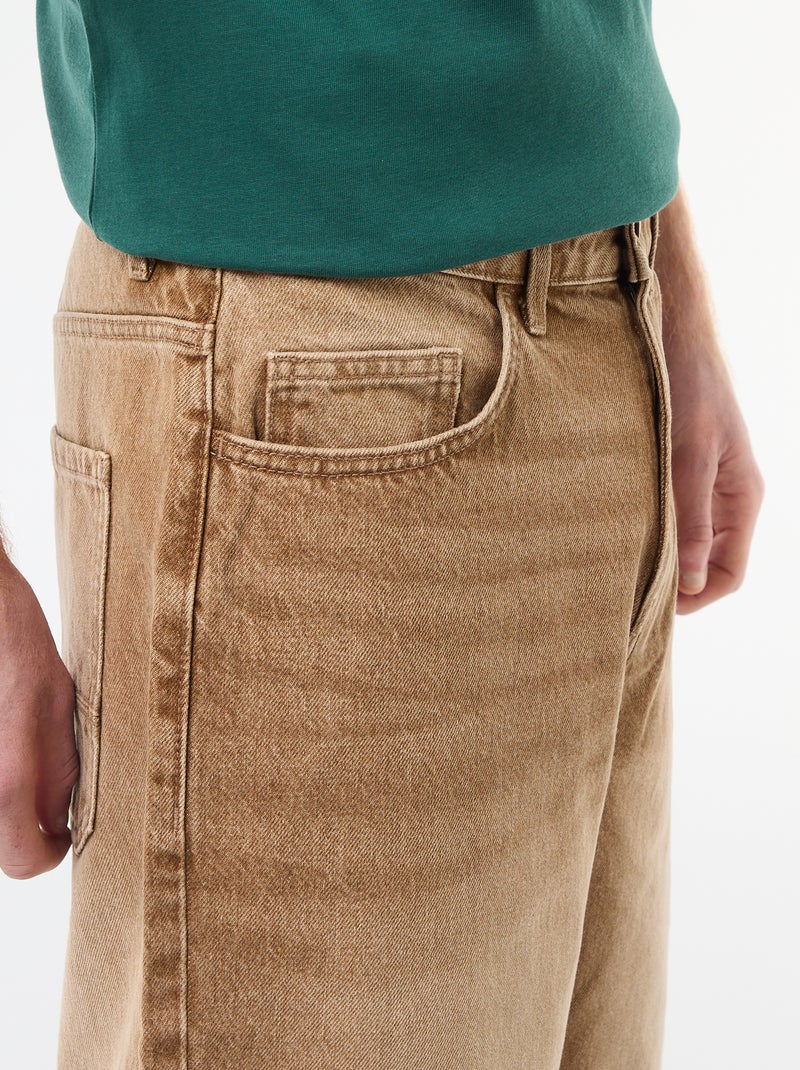 Baggy short met origineel effect van katoen Bruin - Kiabi