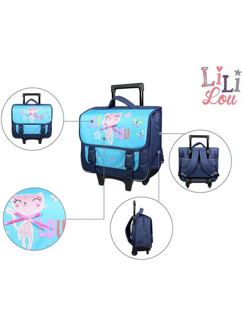 BAGTROTTER Cartable à roulettes 38 cm Lili Lou Chat Bleu - Kiabi BAGTROTTER Cartable à roulettes 38 cm Lili Lou Chat Bleu - Kiabi