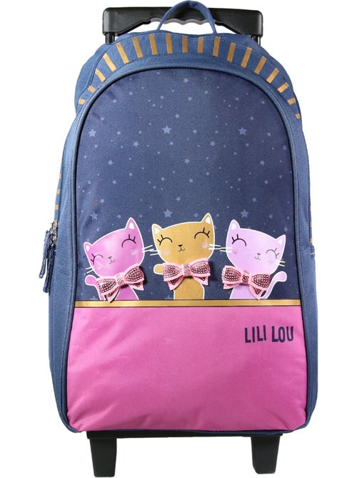 BAGTROTTER Sac à dos à roulettes Lili Lou 3 chats Bleu - Kiabi BAGTROTTER Sac à dos à roulettes Lili Lou 3 chats Bleu - Kiabi