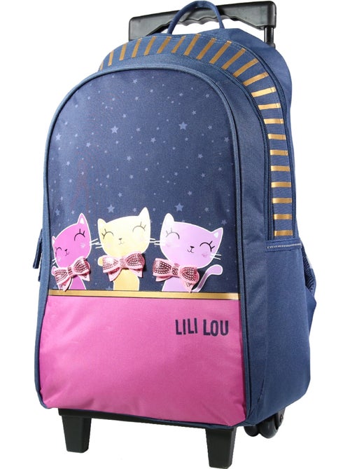 BAGTROTTER Sac à dos à roulettes Lili Lou 3 chats Bleu - Kiabi BAGTROTTER Sac à dos à roulettes Lili Lou 3 chats Bleu - Kiabi