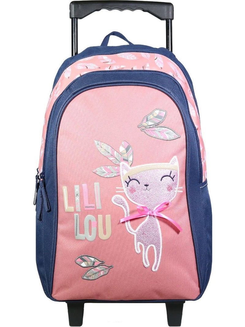 BAGTROTTER Sac à dos à roulettes Lili Lou Chat Rose Rose - Kiabi