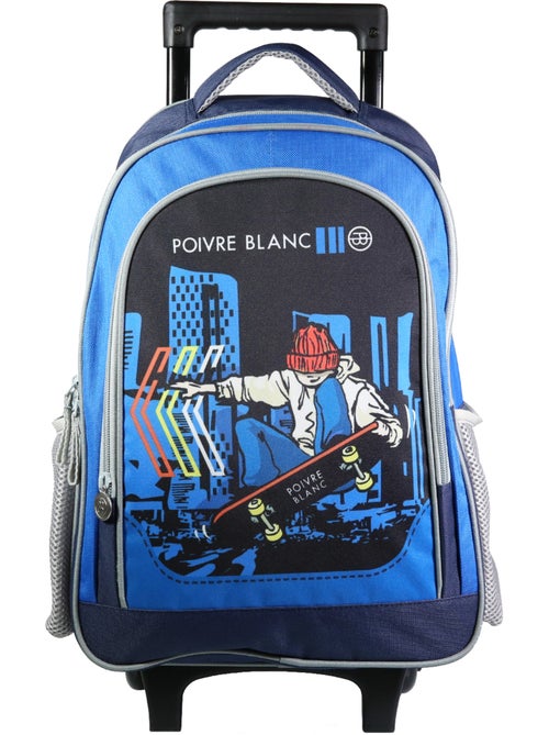 BAGTROTTER Sac à dos à roulettes Poivre Blanc Bleu Skateur - Kiabi BAGTROTTER Sac à dos à roulettes Poivre Blanc Bleu Skateur - Kiabi