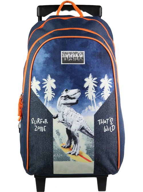 BAGTROTTER Sac à dos à roulettes Vorax Bleu Dinosaure Surf - Kiabi BAGTROTTER Sac à dos à roulettes Vorax Bleu Dinosaure Surf - Kiabi