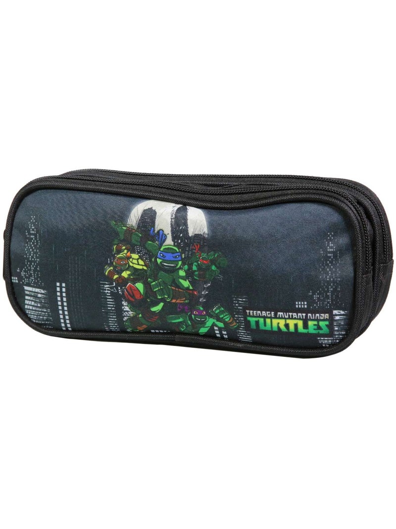 BAGTROTTER Trousse scolaire 2 compartiments Tortues Ninja Noire Noir - Kiabi