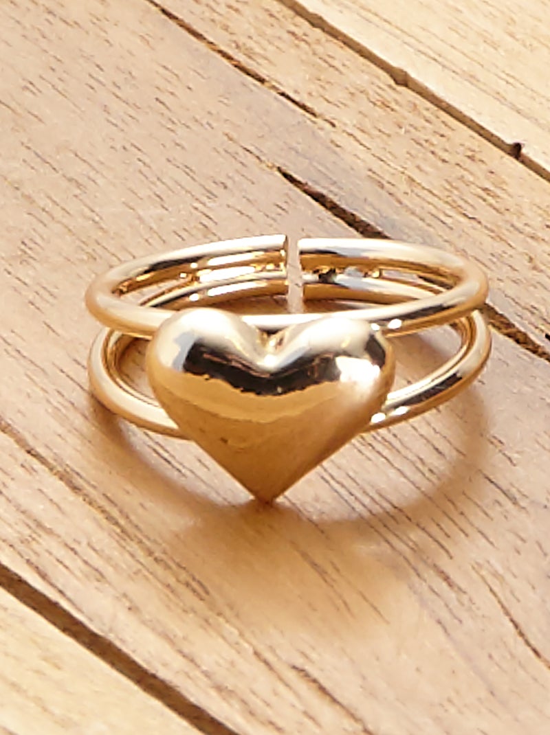 Bague coeur ajustable Doré - Kiabi