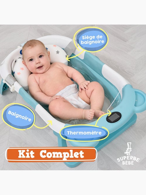 Baignoire bébé pliable - Thermomètre et coussin inclus - BEAR | SUPERBE BEBE - Kiabi Baignoire bébé pliable - Thermomètre et coussin inclus - BEAR | SUPERBE BEBE - Kiabi
