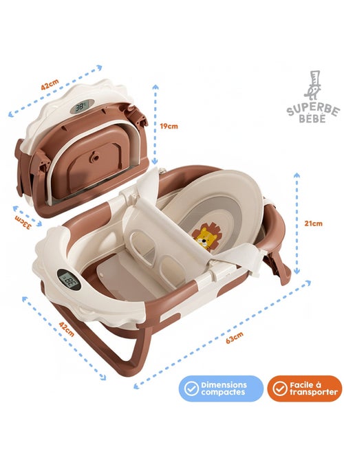 Baignoire bébé pliable - Thermomètre et coussin inclus - LION | SUPERBE BEBE - Kiabi Baignoire bébé pliable - Thermomètre et coussin inclus - LION | SUPERBE BEBE - Kiabi