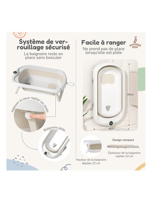 Baignoire bébé pliable - Thermomètre et coussin inclus | SUPERBE BEBE - Kiabi Baignoire bébé pliable - Thermomètre et coussin inclus | SUPERBE BEBE - Kiabi